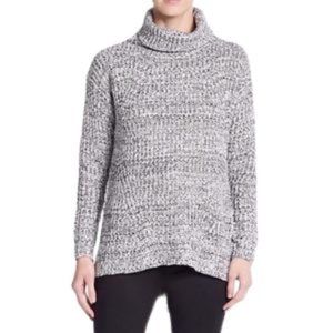 Cliche Couture Grey Marled Turtleneck Sweater With Gold Side Zippers